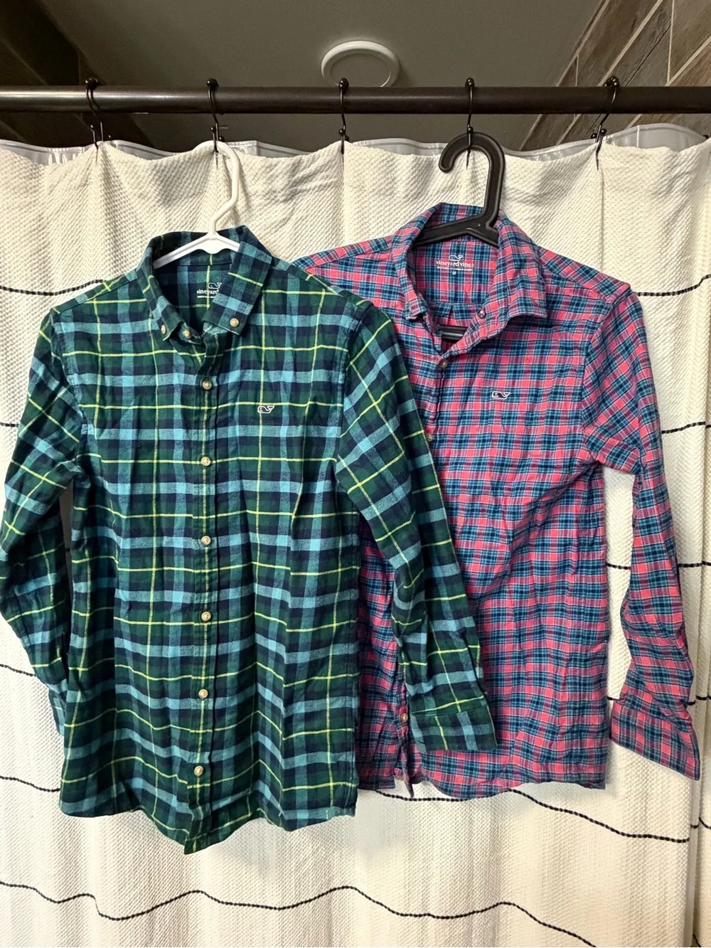 Vineyard Vines boys Plaid Button-Down Shirts - Green & Pink